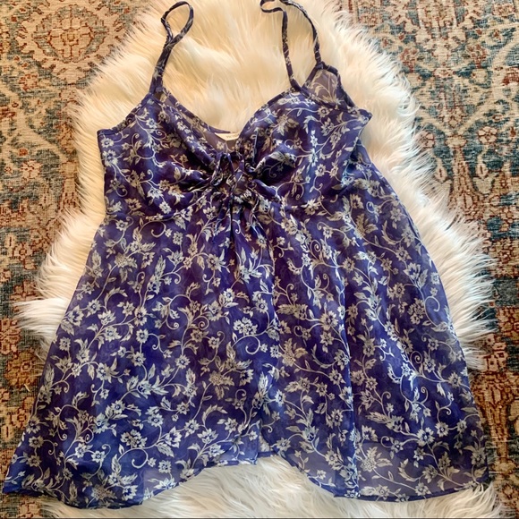 VTG 90’s Victoria’s Secret Blue and White Babydoll - Picture 4 of 10